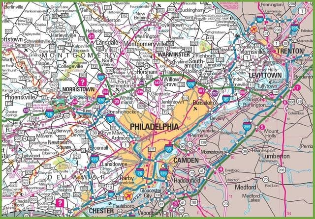 Mapa de los aeropuertos de Filadelfia