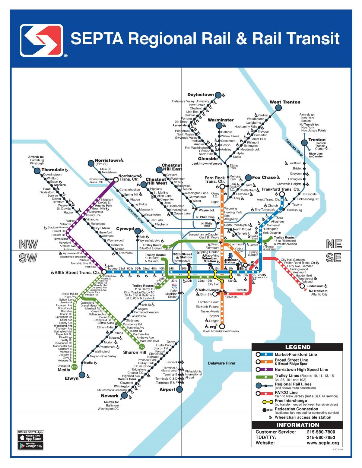 Mapa de las estaciones de tren de Filadelfia