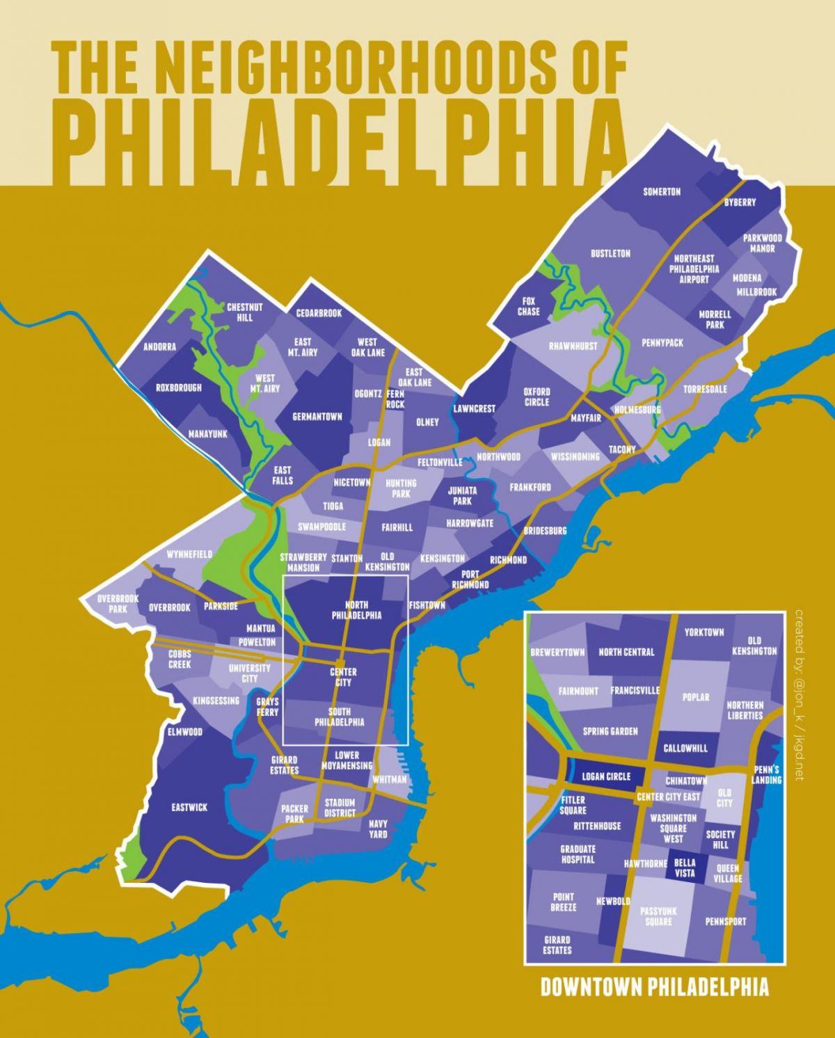 Mapa de los barrios de Filadelfia