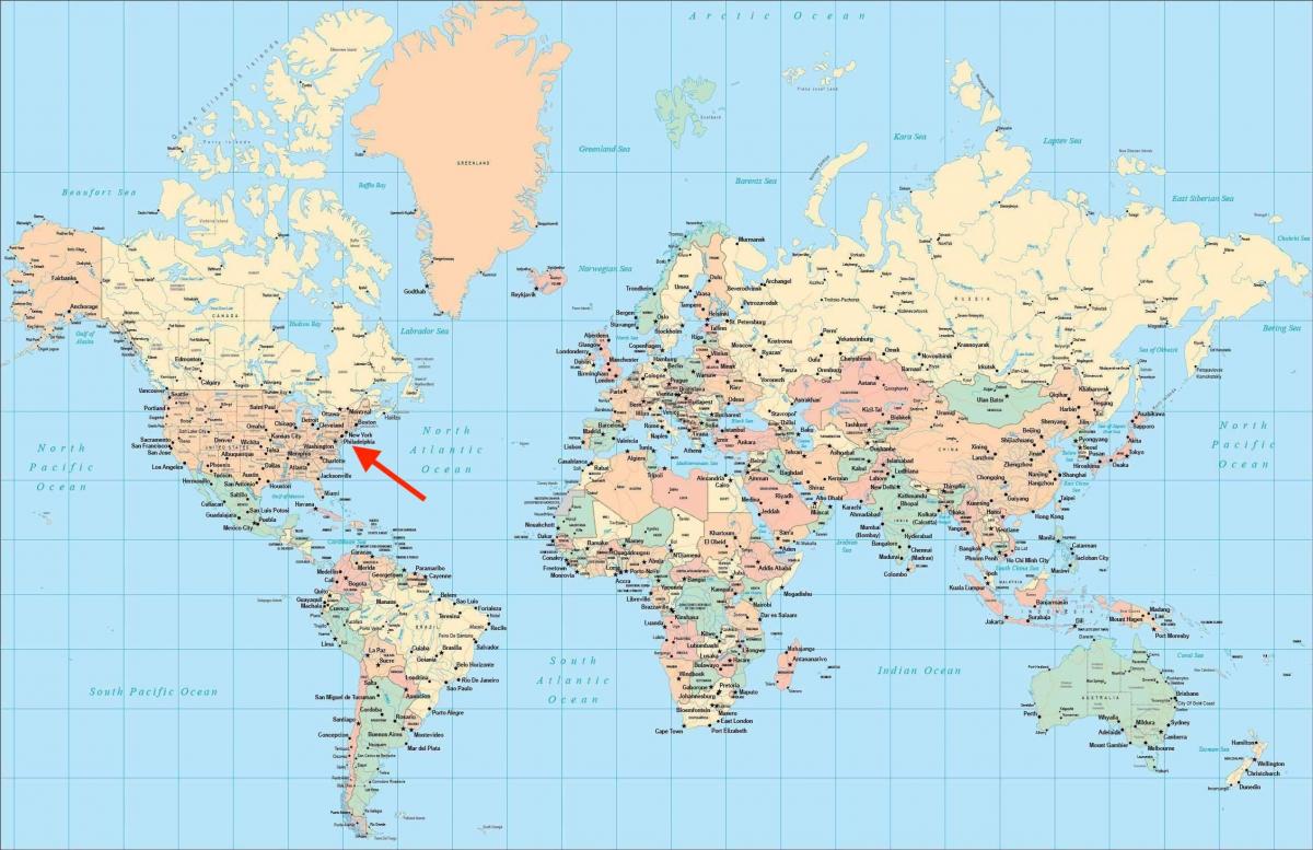 Ubicación de Filadelfia en el mapa mundial