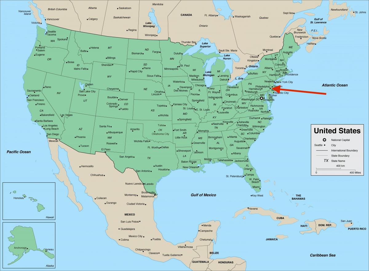 Filadelfia en el mapa de Pensilvania - EEUU