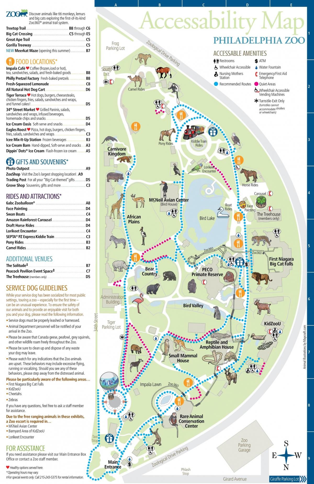 Mapa del parque zoológico de Filadelfia